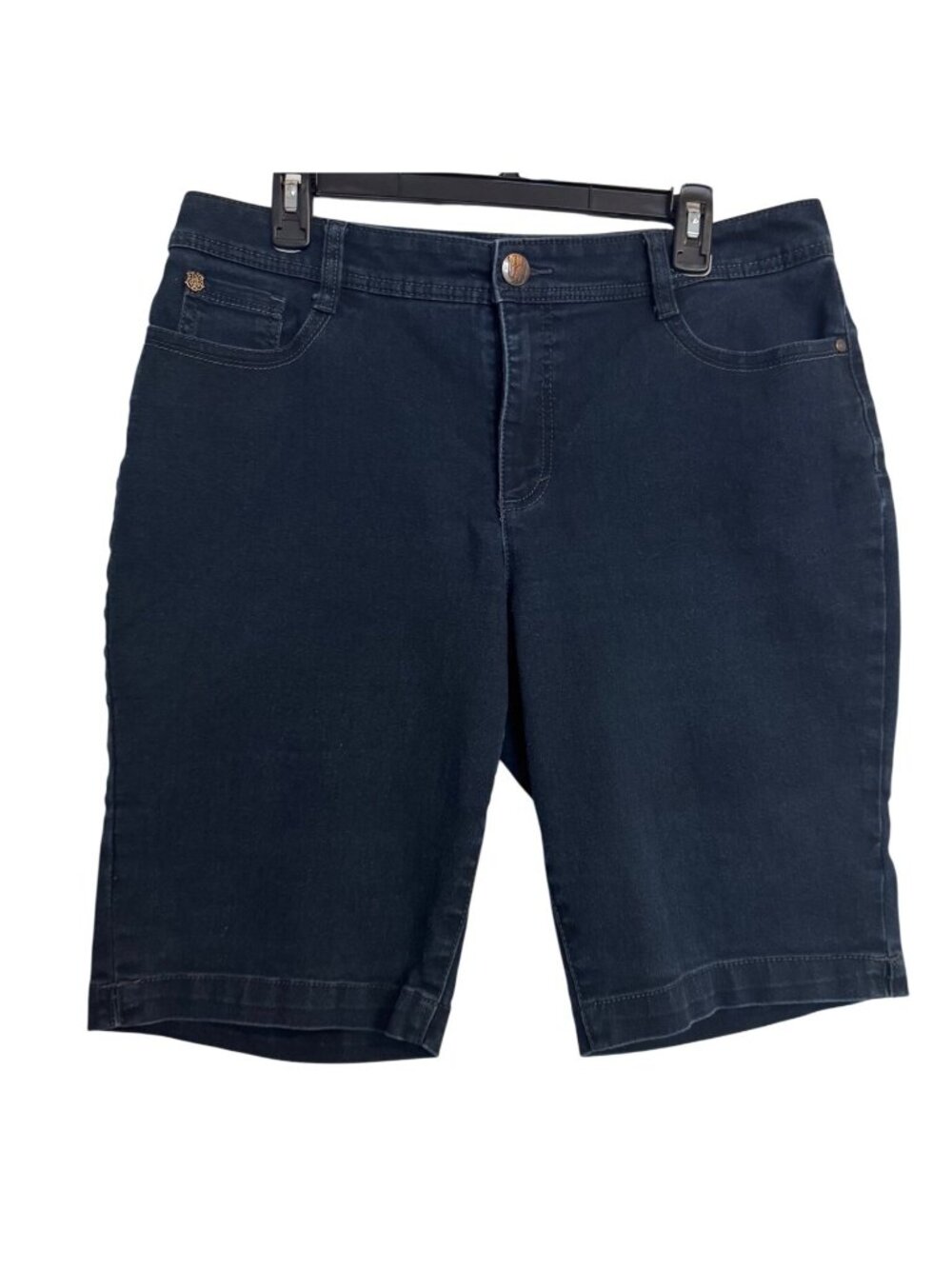 Nine West Bermuda Shorts Size 14 Dark Wash Jean Denim EUC 11" Inseam Stretch